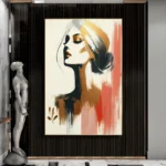 Hand-Painted Golden Woman Portrait Painting - Image 5