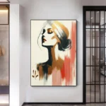Hand-Painted Golden Woman Portrait Painting - Image 4