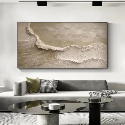 3D Beige Texture Painting Ocean Waves