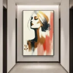 Hand-Painted Golden Woman Portrait Painting - Image 2