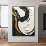 Black White And Gold Painting Thick Oil - Image 5
