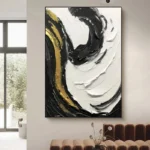Black White And Gold Painting Thick Oil