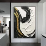 Black White And Gold Painting Thick Oil - Image 3