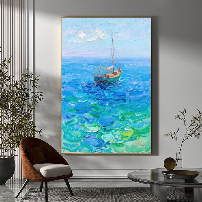 Original Painting Abstract Thick Oil Seascape Art - Image 1