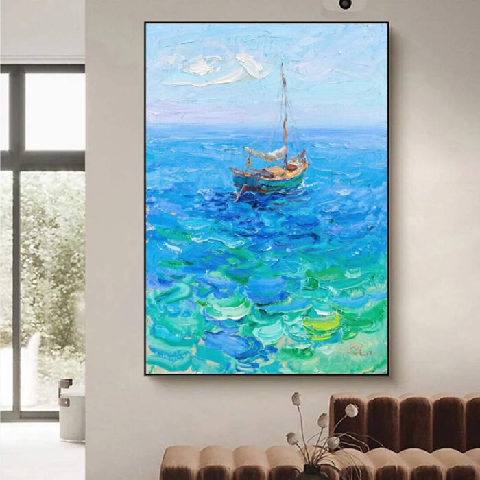 Original Painting Abstract Thick Oil Seascape Art - Image 2