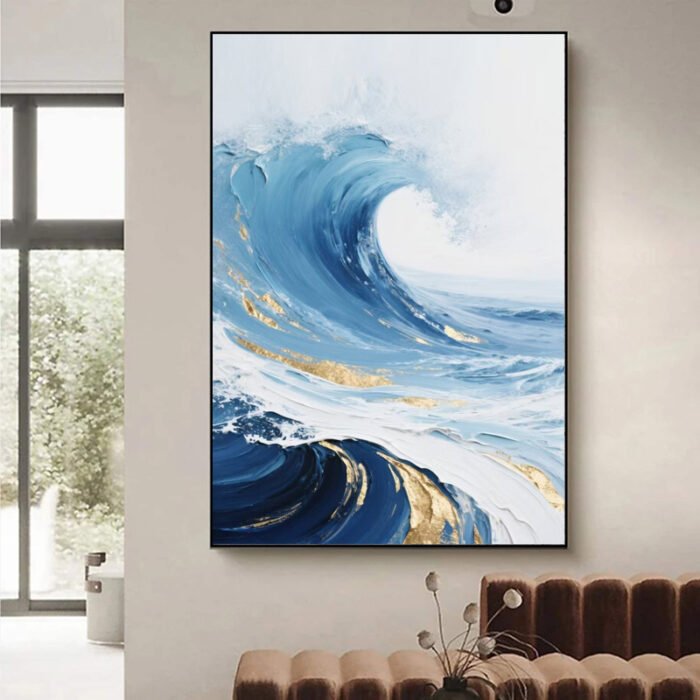 Original Blue And White Seascape Painting - Image 5