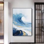 Original Blue And White Seascape Painting - Image 3
