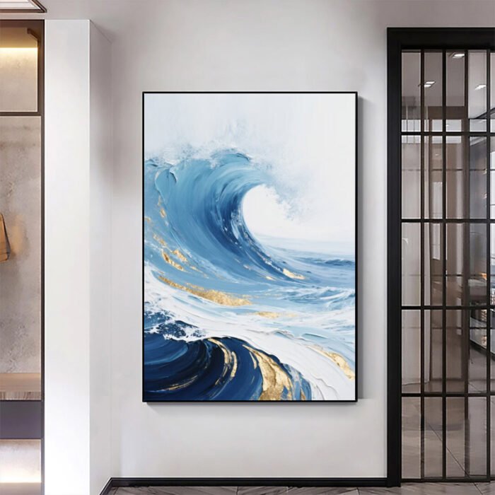Original Blue And White Seascape Painting - Image 3