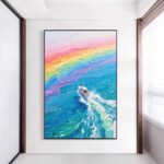 Original Colorful Seascape Boat Painting - Image 5
