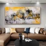 Handpaint Yellow Texture Oil Painting - Image 5