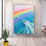 Original Colorful Seascape Boat Painting - Image 3