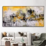 Handpaint Yellow Texture Oil Painting - Image 4