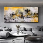 Handpaint Yellow Texture Oil Painting - Image 3