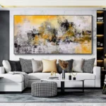 Handpaint Yellow Texture Oil Painting - Image 2