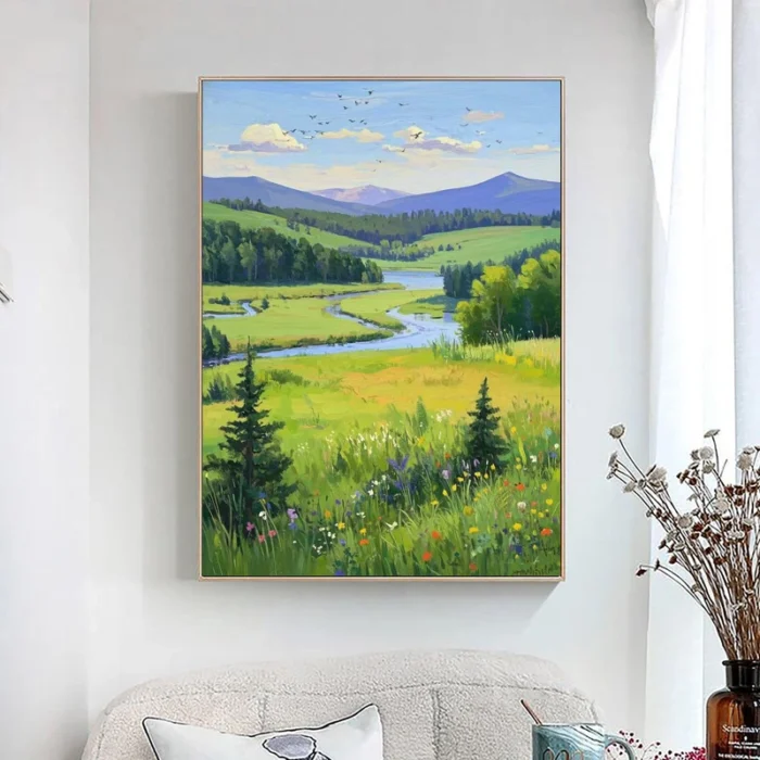 Lake Mountain And Grassland Decorative Painting - Image 4