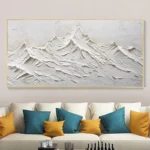White Thick Oil Mountain Painting - Image 2