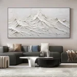 White Thick Oil Mountain Painting - Image 4