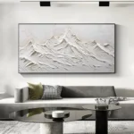 White Thick Oil Mountain Painting - Image 3