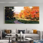 Multi Color Autumn Park Wall Art Canvas