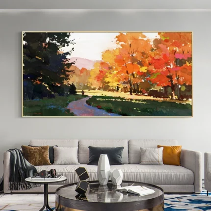Multi Color Autumn Park Wall Art Canvas