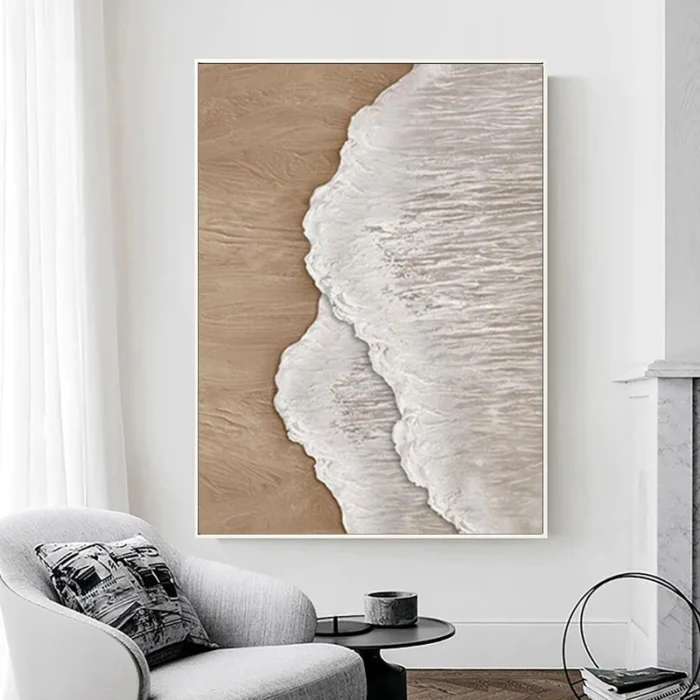 3D Brown Texture Seawaves Painting - Image 3