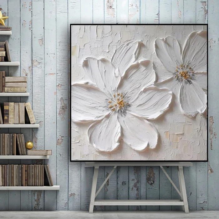 3D Thick Flower Painting Texture Art - Image 1