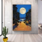 Texture Night Street Scene Canvas Painting - Image 3