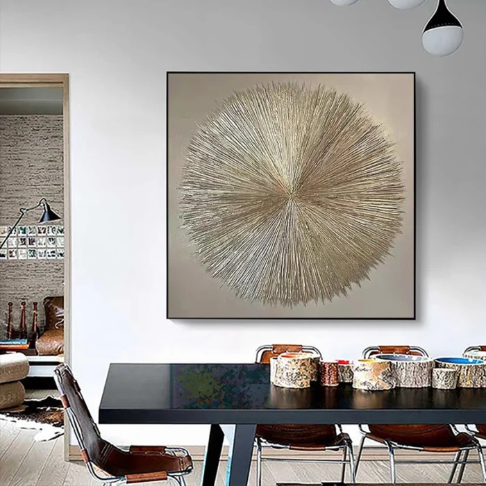 Handmade Silver Lines Abstract Painting - Image 2