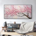 3D Pink Flower Thick Oil Painting - Image 5