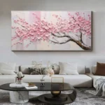 3D Pink Flower Thick Oil Painting - Image 4