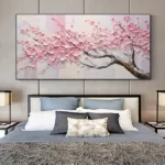 3D Pink Flower Thick Oil Painting - Image 3