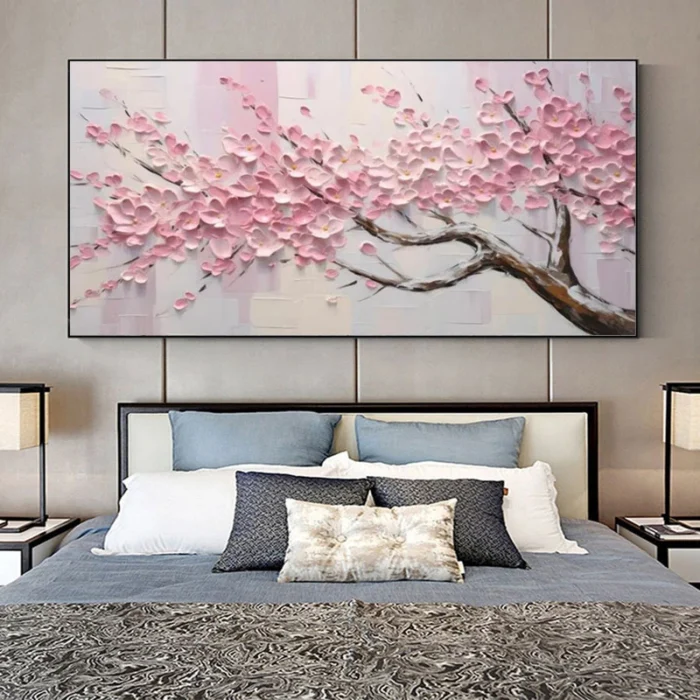 3D Pink Flower Thick Oil Painting - Image 3