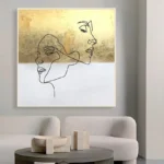Hand Paint Abstract Gold Canvas Oil Painting - Image 9