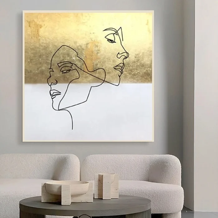 Hand Paint Abstract Gold Canvas Oil Painting - Image 9