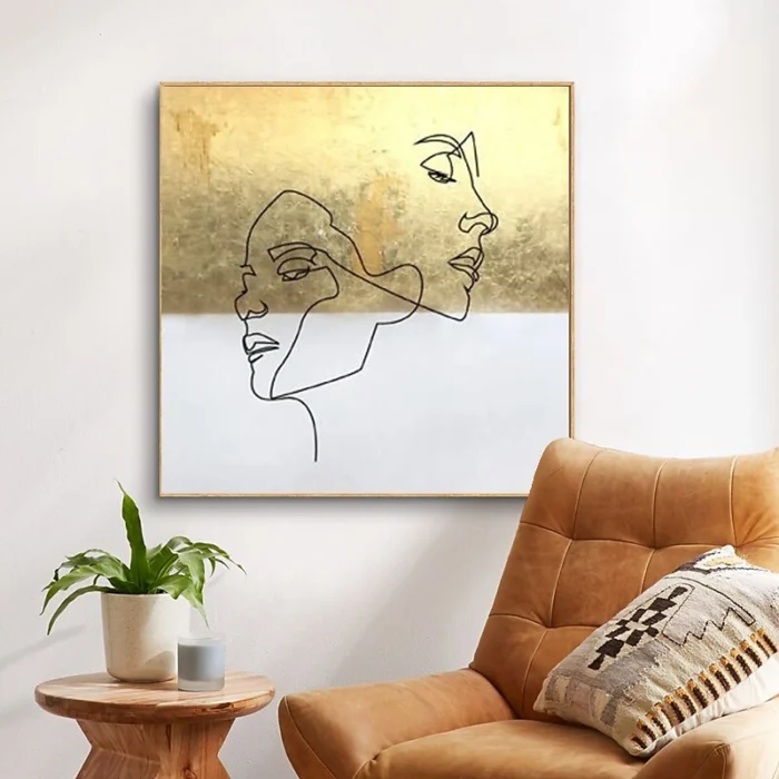 Hand Paint Abstract Gold Canvas Oil Painting - Image 8