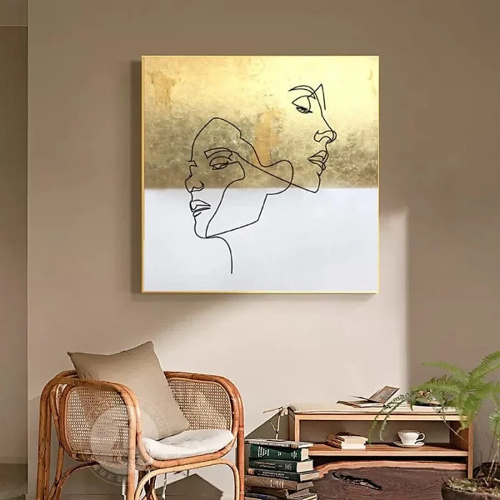 Hand Paint Abstract Gold Canvas Oil Painting - Image 7