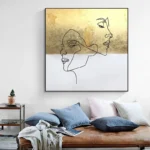 Hand Paint Abstract Gold Canvas Oil Painting - Image 6