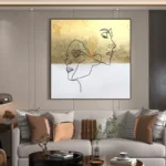 Hand Paint Abstract Gold Canvas Oil Painting - Image 5