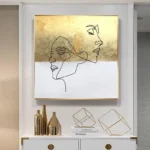 Hand Paint Abstract Gold Canvas Oil Painting - Image 4