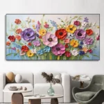 Colorful Flowers Thick Oil Painting - Image 5