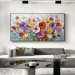 Colorful Flowers Thick Oil Painting