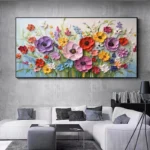 Colorful Flowers Thick Oil Painting - Image 3