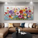 Colorful Flowers Thick Oil Painting - Image 2