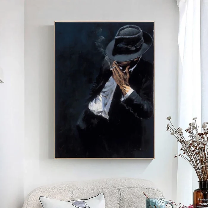 Abstract Smoking Man Painting - Image 1