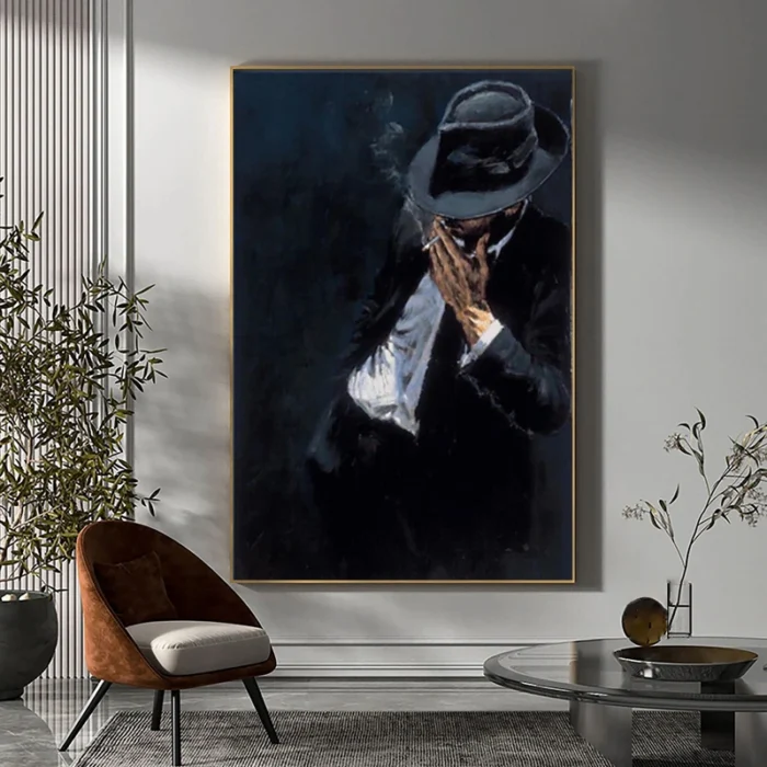 Abstract Smoking Man Painting - Image 3