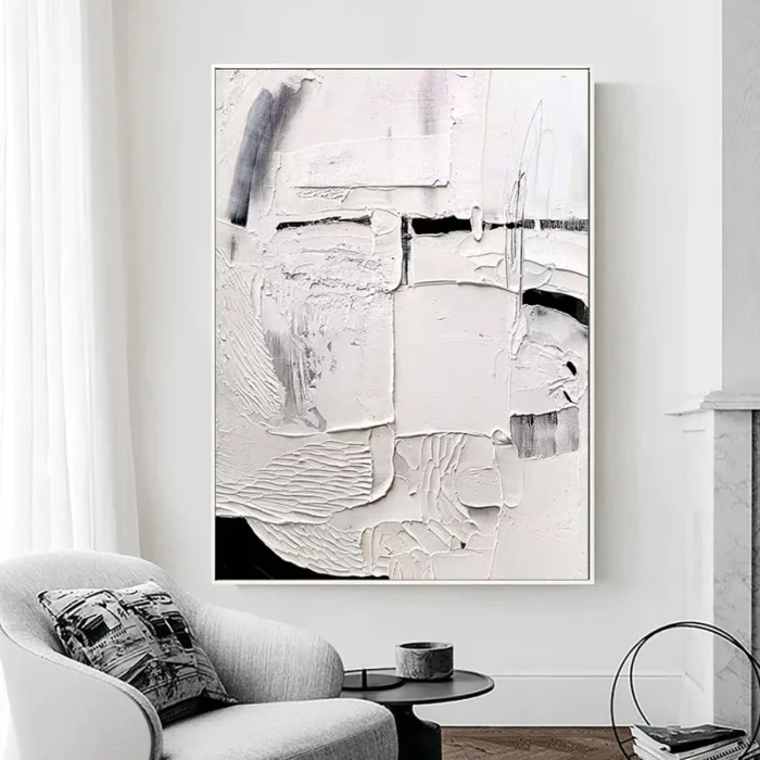 3D White Texture Thick Oil Painting - Image 5