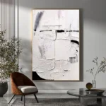 3D White Texture Thick Oil Painting