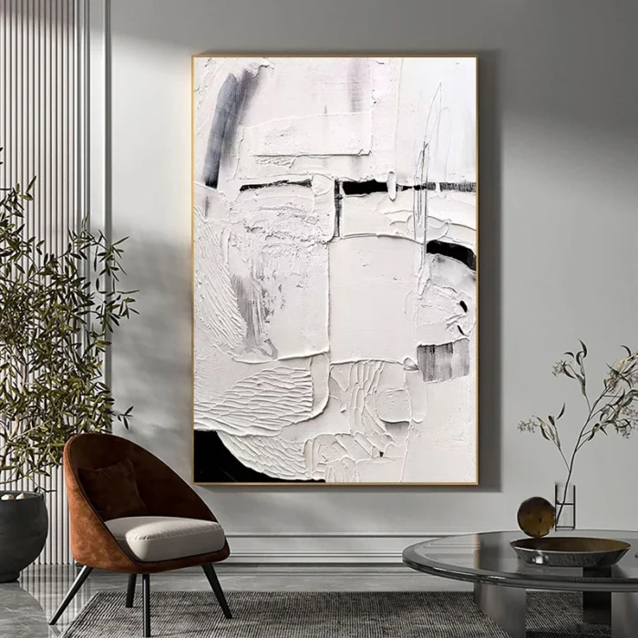 3D White Texture Thick Oil Painting - Image 1