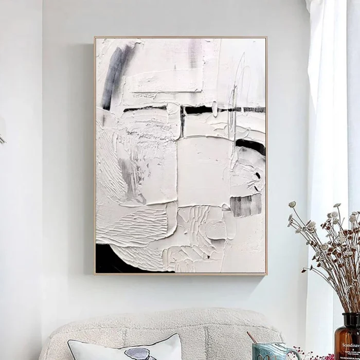 3D White Texture Thick Oil Painting - Image 2