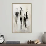 Hand-Painted Black & White Figures Painting - Image 4